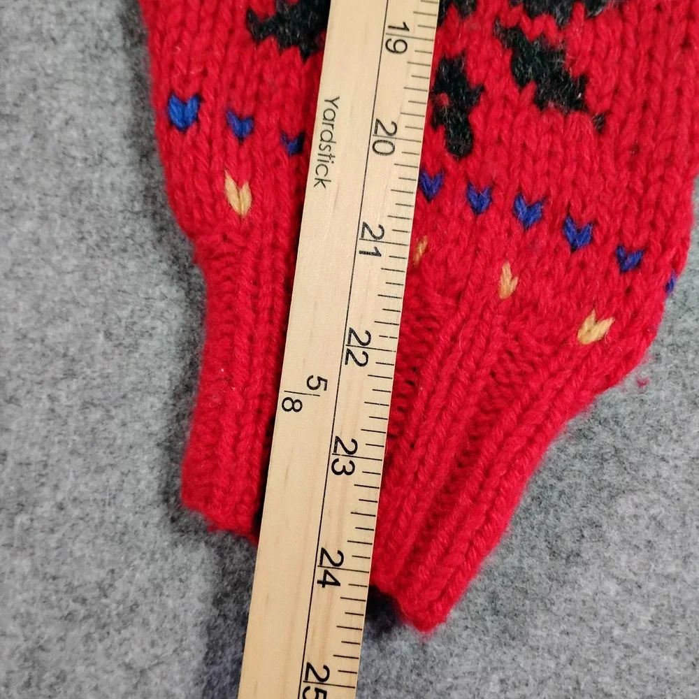 John Ashford Mens‎ Red Shetland Wool Handknitted Fair Isle Snowflake Sweater M